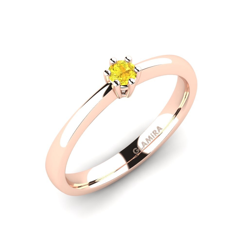 14k Oro Rosa Zafiro amarillo Anillo de Mujer Belva 0.1 crt