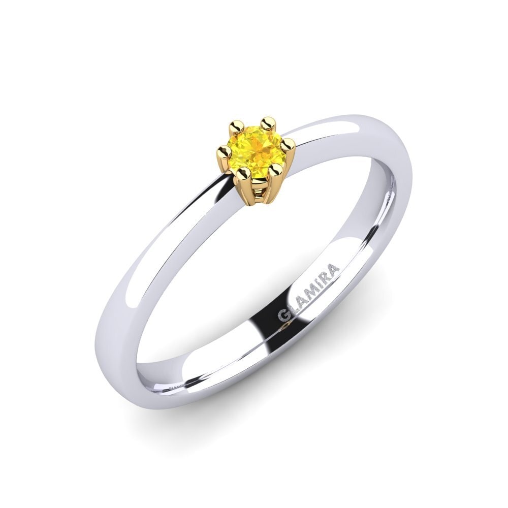 18K Wit & Geel Goud Gele Saffier Dames Ring Belva 0.1 crt