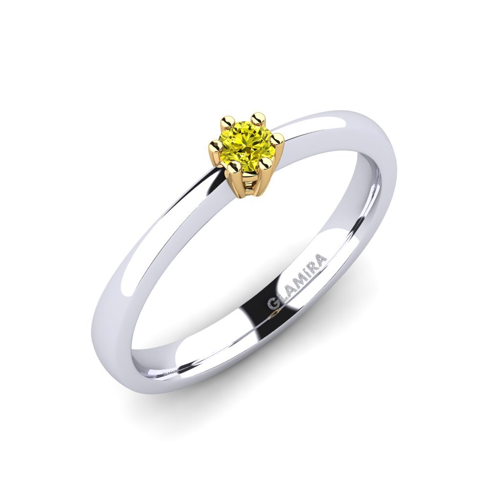 9K Wit & Geel Goud Gele Diamant Dames Ring Belva 0.1 crt