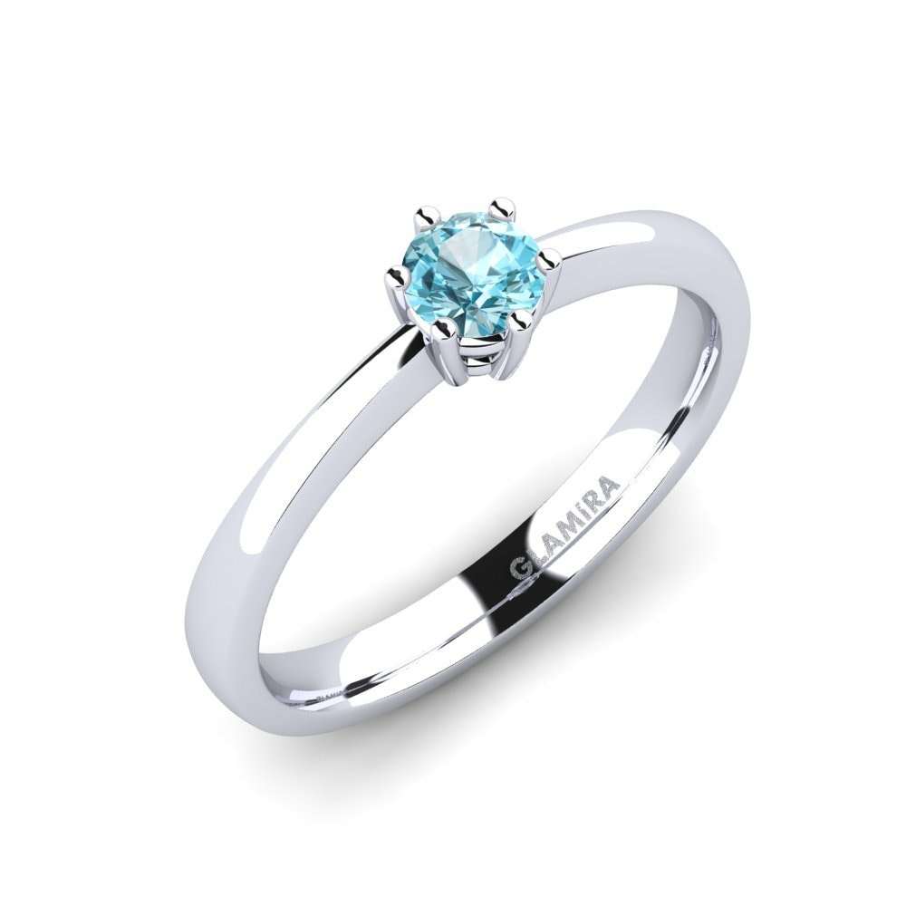 Blue Zircon Engagement Ring Belva 0.25 crt