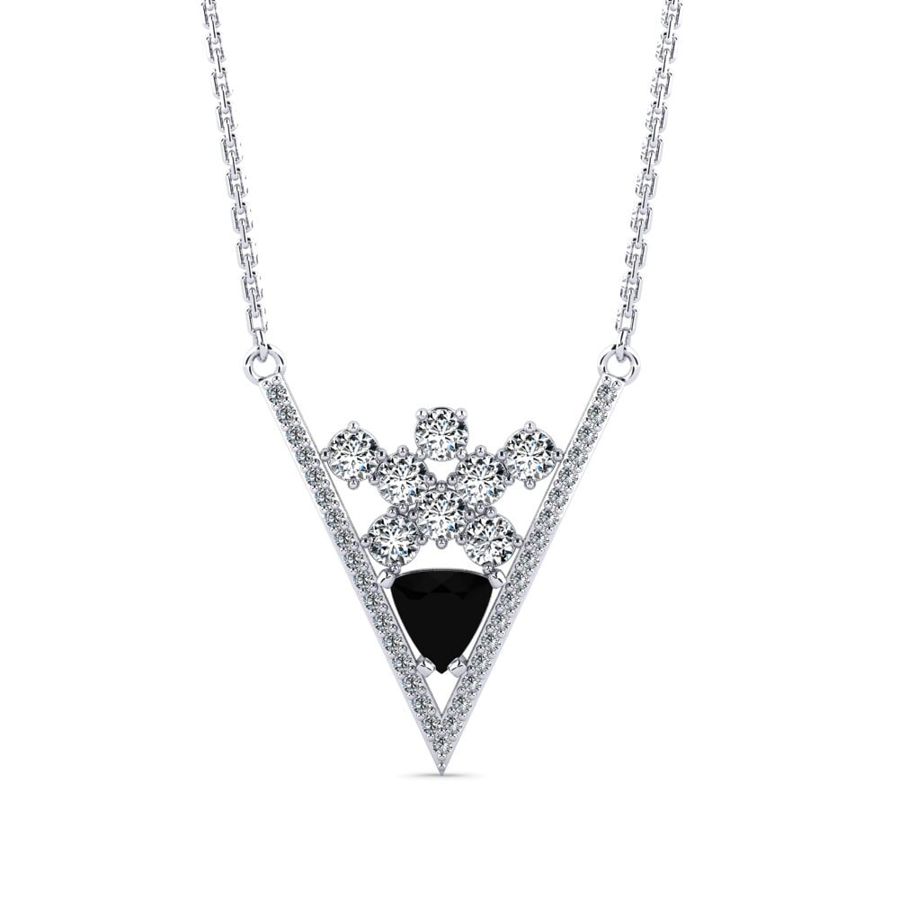 Trillion Black Sapphire Women's Necklace Benneit