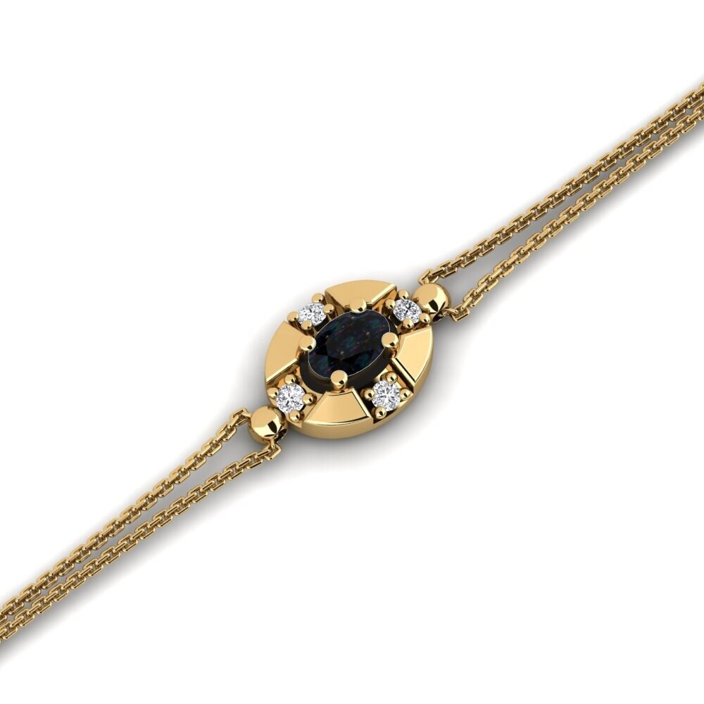 14ct Yellow Gold Black Opal Women's Bracelet Bennetaysa