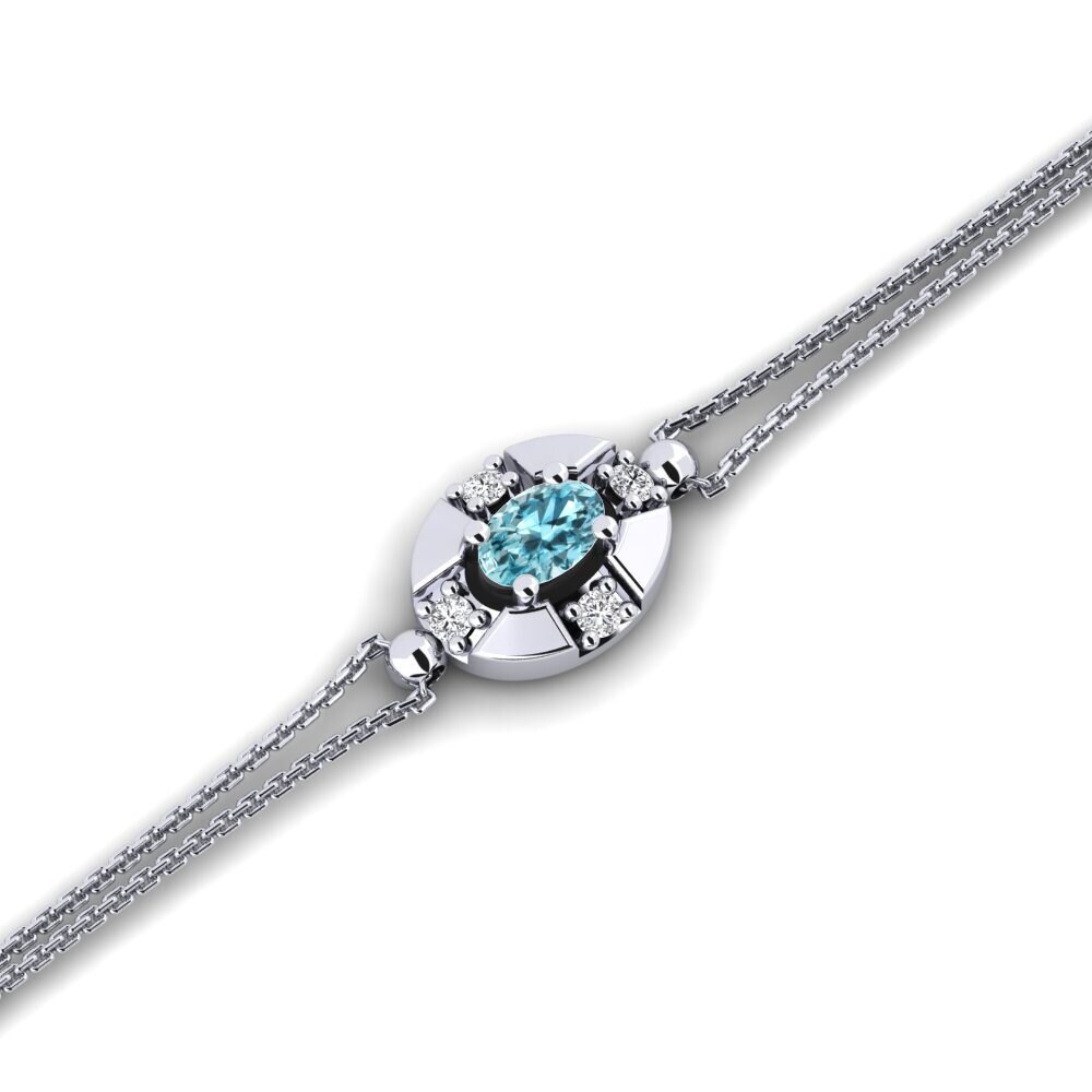 950 Platinum Blue Zircon Women's Bracelet Bennetaysa