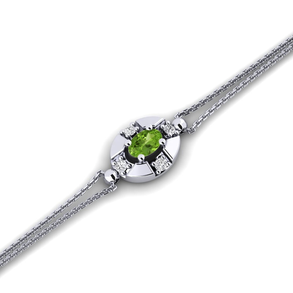 18k White Gold Peridot Women's Bracelet Bennetaysa