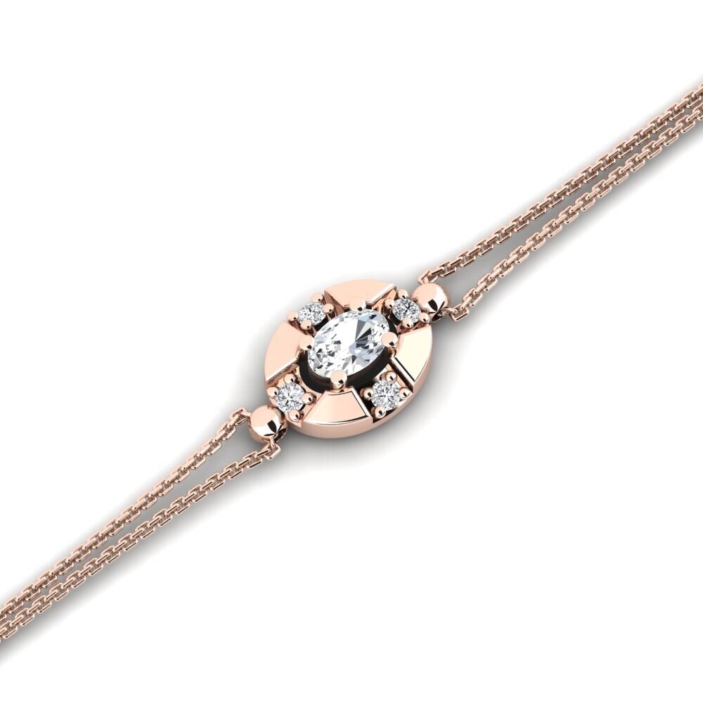 9ct Rose Gold White Zircon Women's Bracelet Bennetaysa