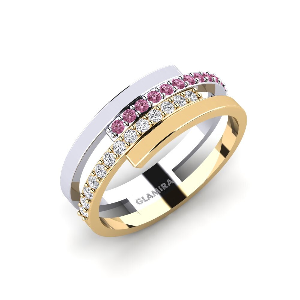 Or Blanc & Jaune 14k Grenat de Rhodolite Bague Benouville