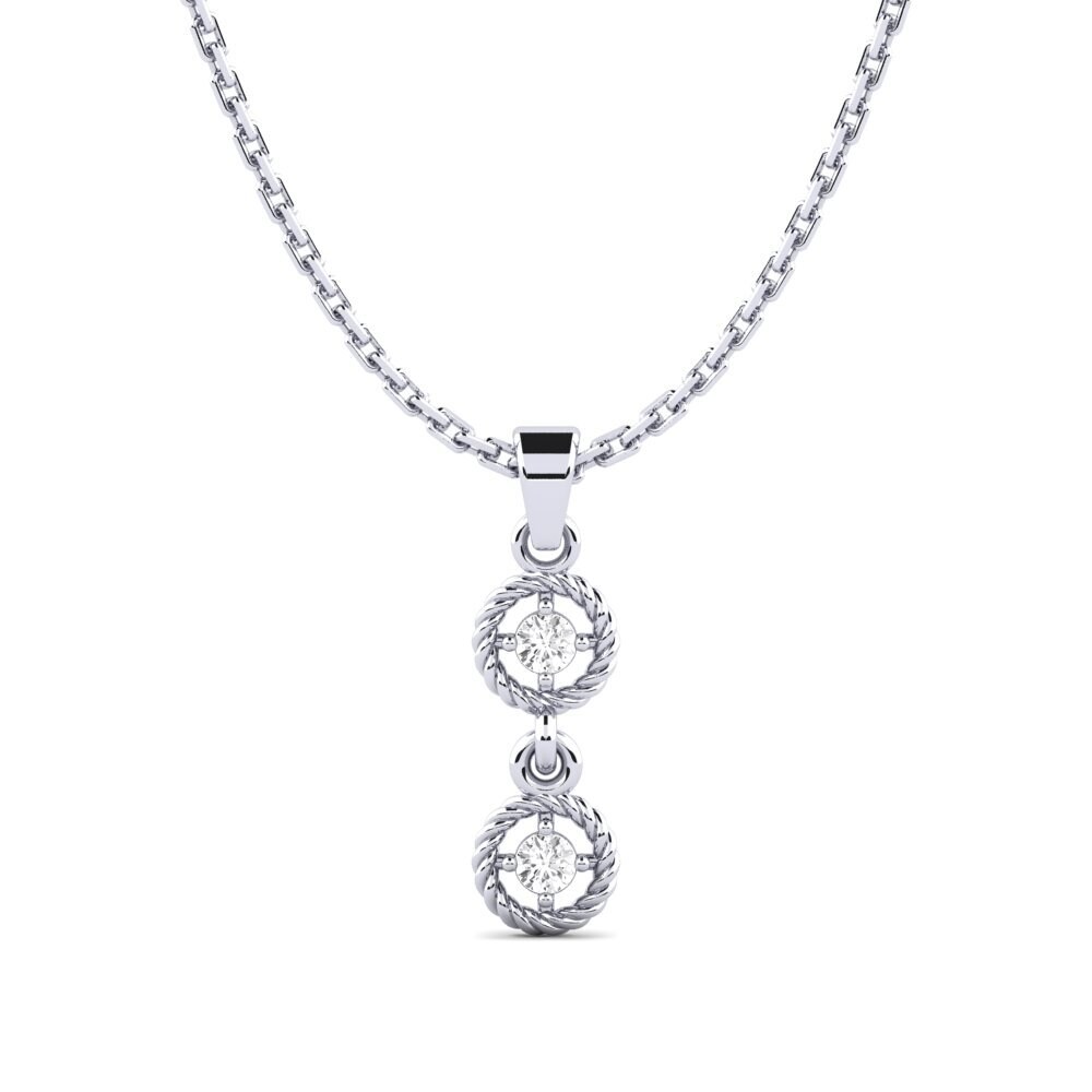 14k Oro Blanco Zafiro blanco Colgante de Mujer Benti
