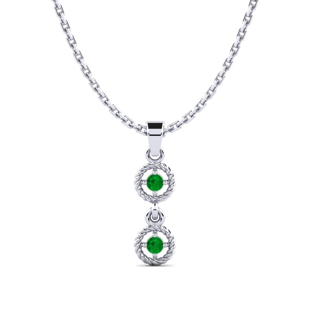 14k Oro Blanco Esmeralda Colgante de Mujer Benti