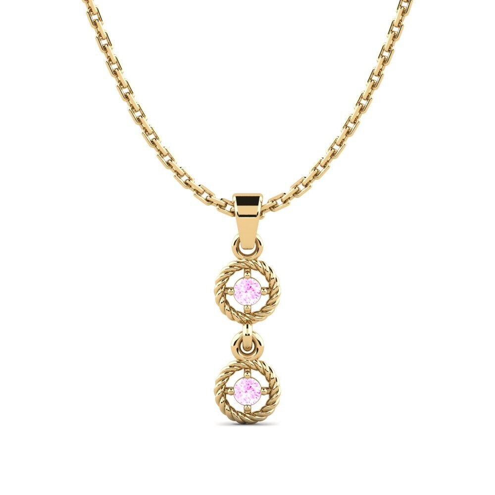 9k Oro Amarillo Zafiro Rosado Colgante de Mujer Benti