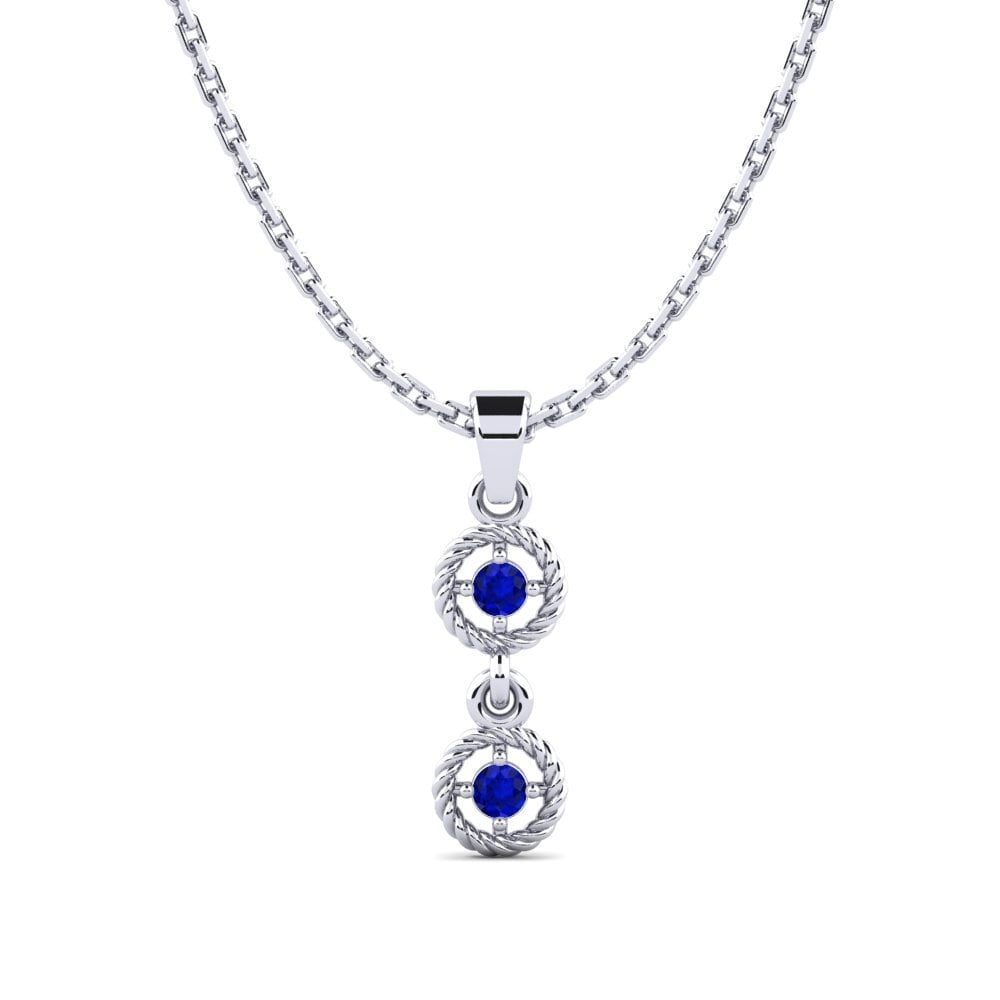 18k Oro Blanco Zafiro Colgante de Mujer Benti