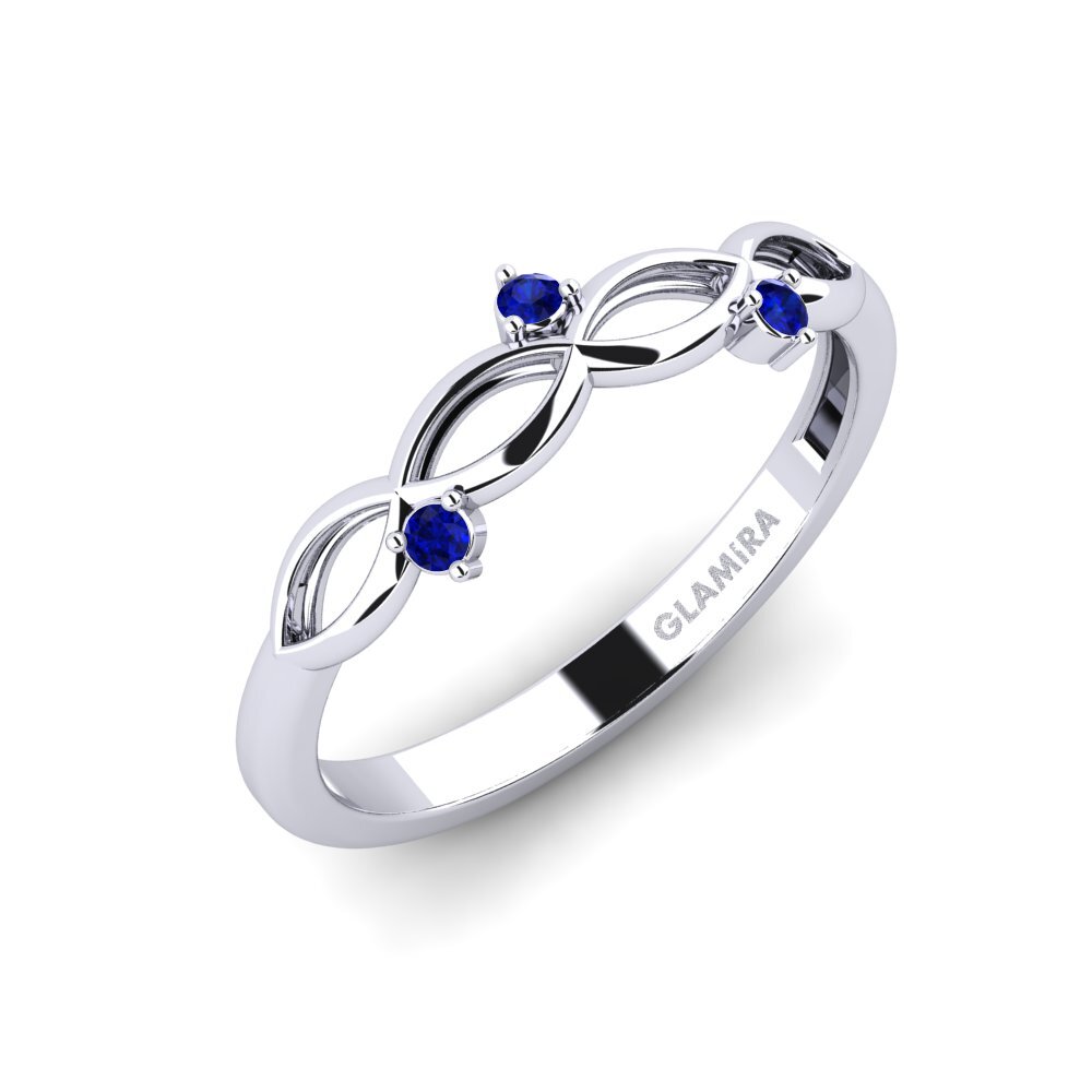 9k Oro Blanco Zafiro Anillo Benumb