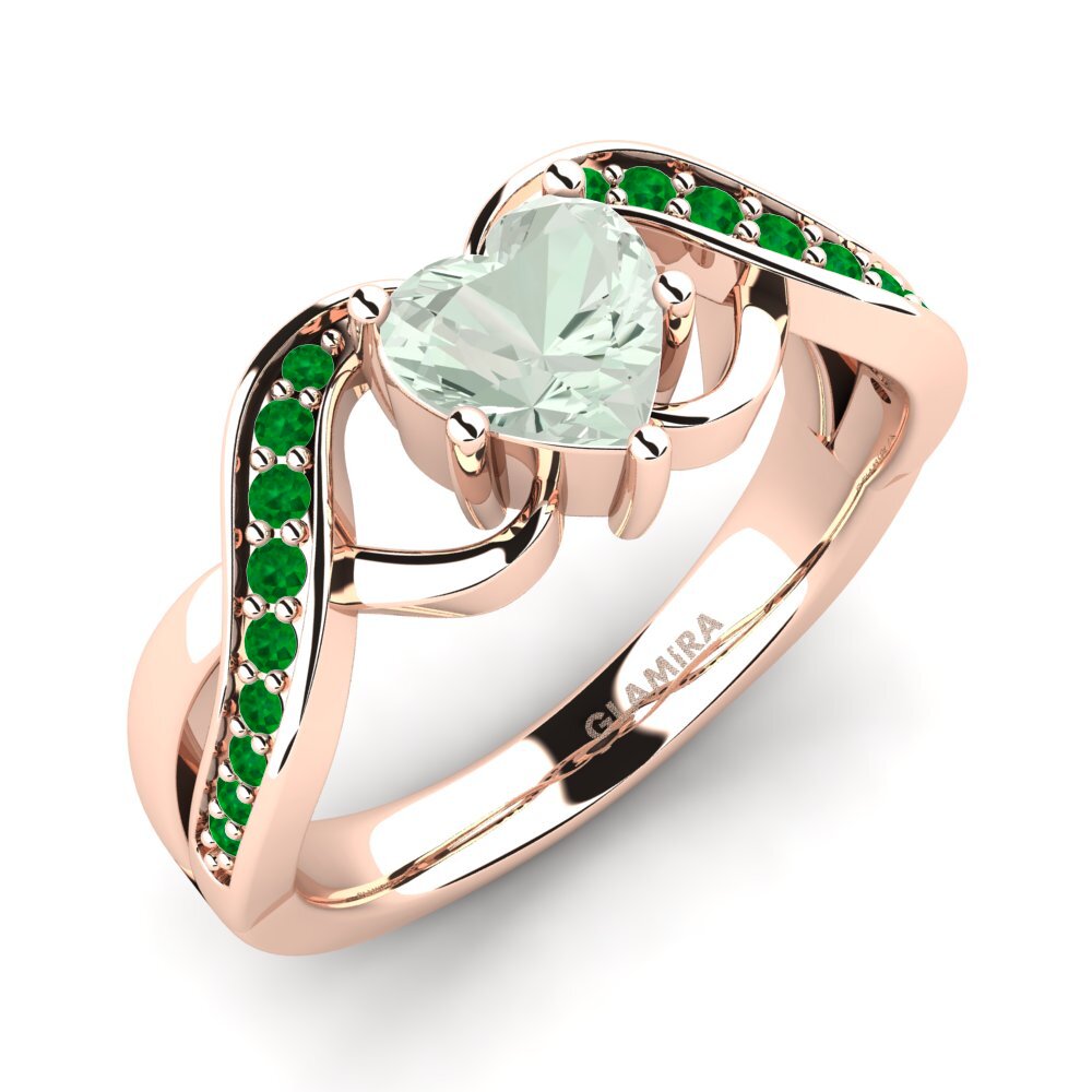 18k Oro Rosa Amatista verde Anillo de compromiso Berafia