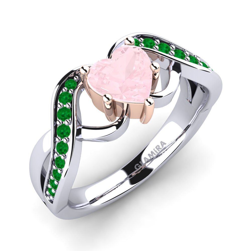 18K White & Rose Gold Rose Quartz Engagement Ring Berafia