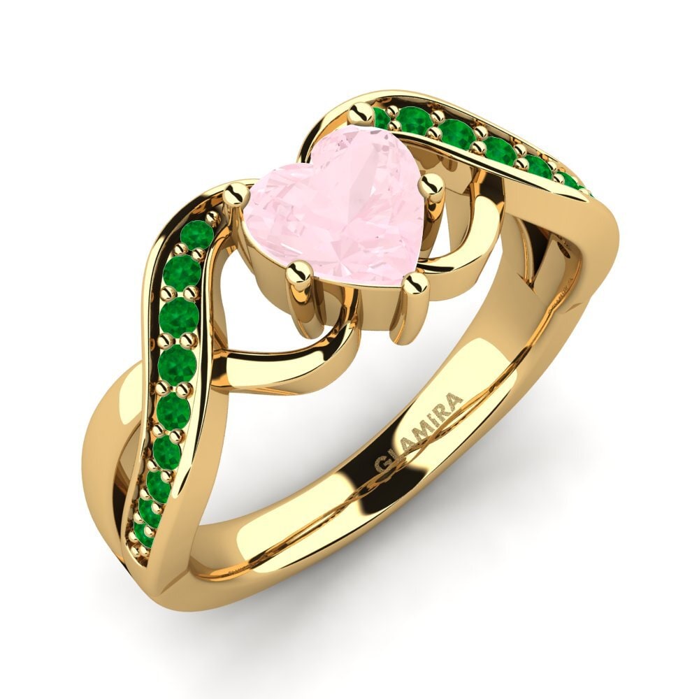 18K Yellow Gold Rose Quartz Engagement Ring Berafia