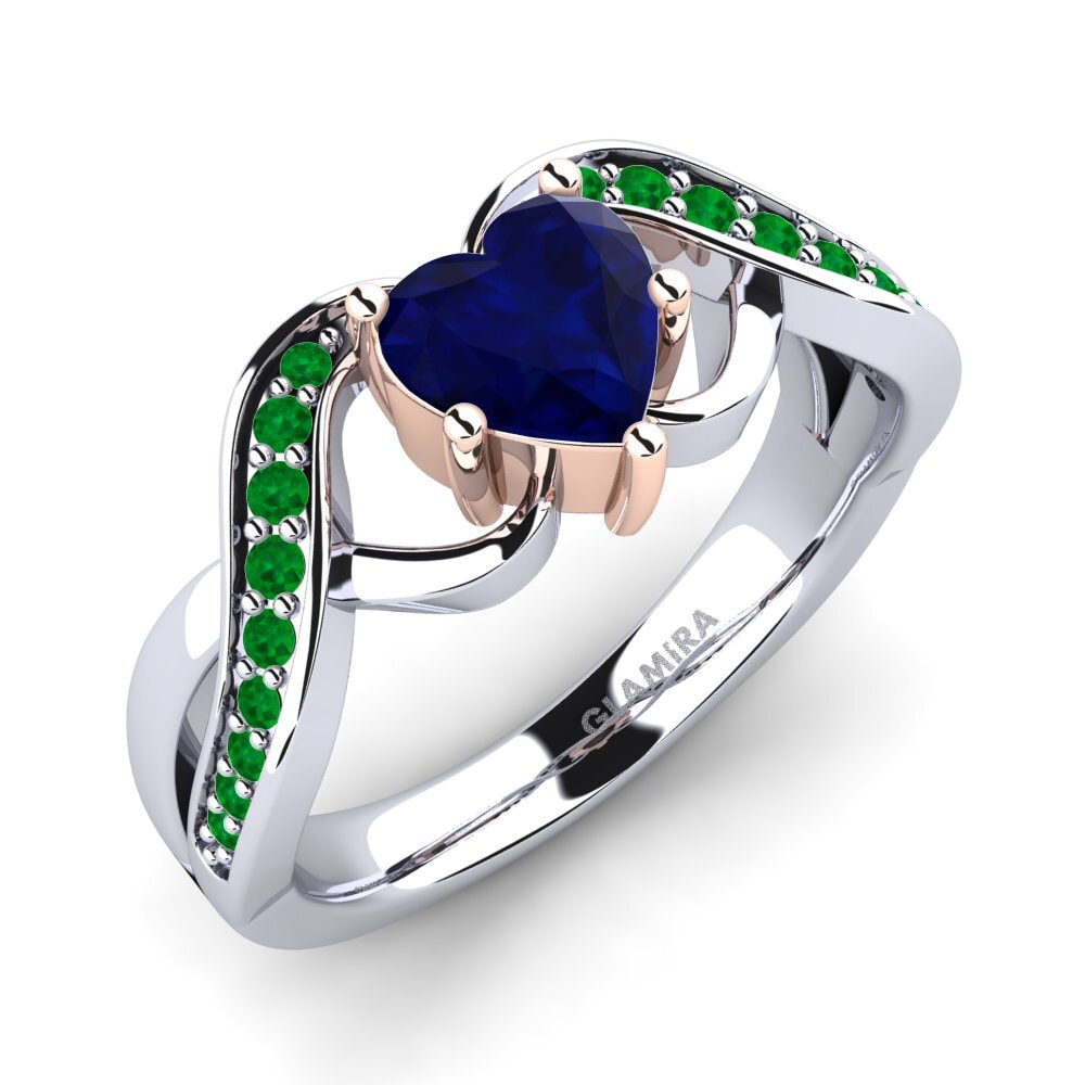 14K Wit & Rood Goud Saffier Verlovingsring Berafia