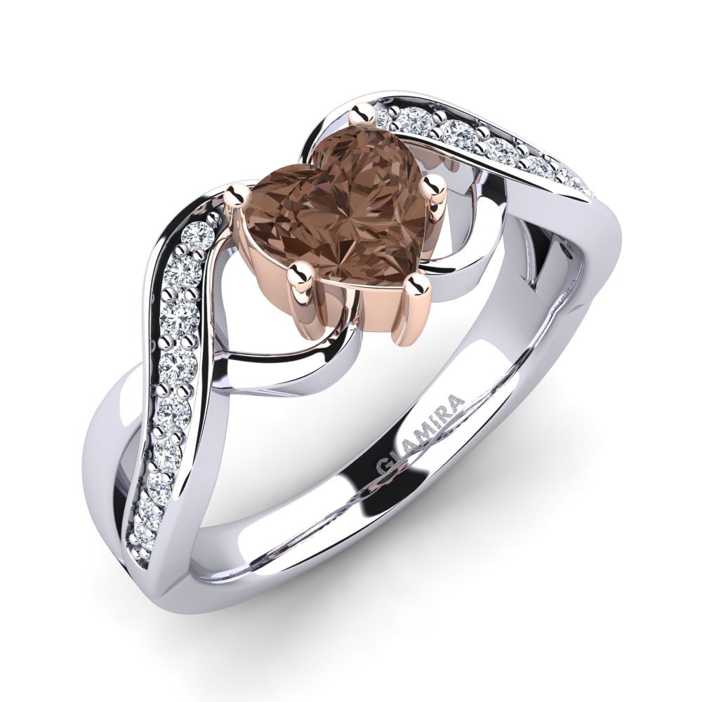 9ct White & Rose Gold Smoky Quartz Engagement Ring Berafia