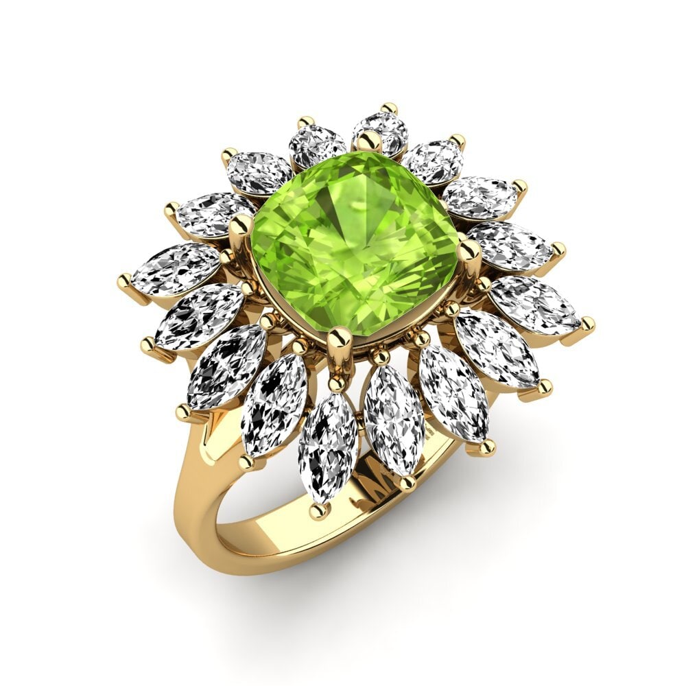 9k Oro Amarillo Peridoto Anillo de compromiso Berard