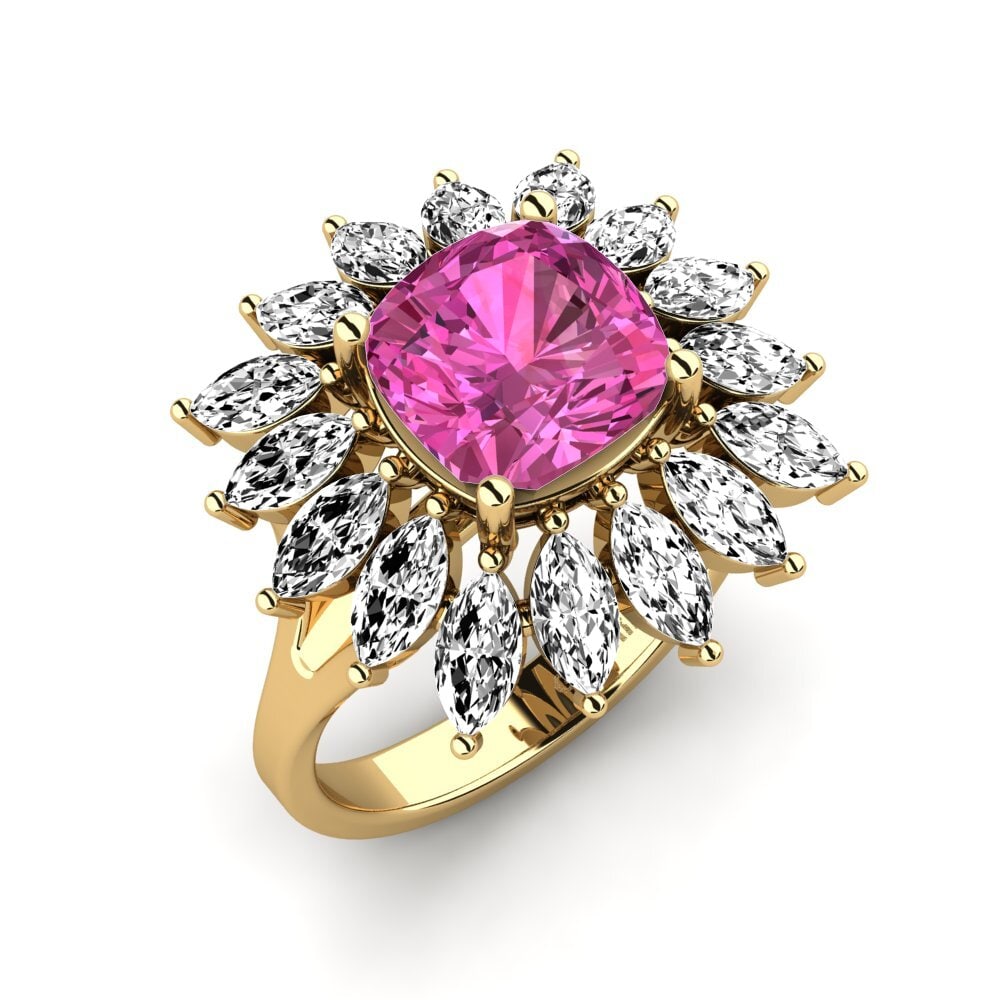 9k Oro Amarillo Topacio Rosa Anillo de compromiso Berard