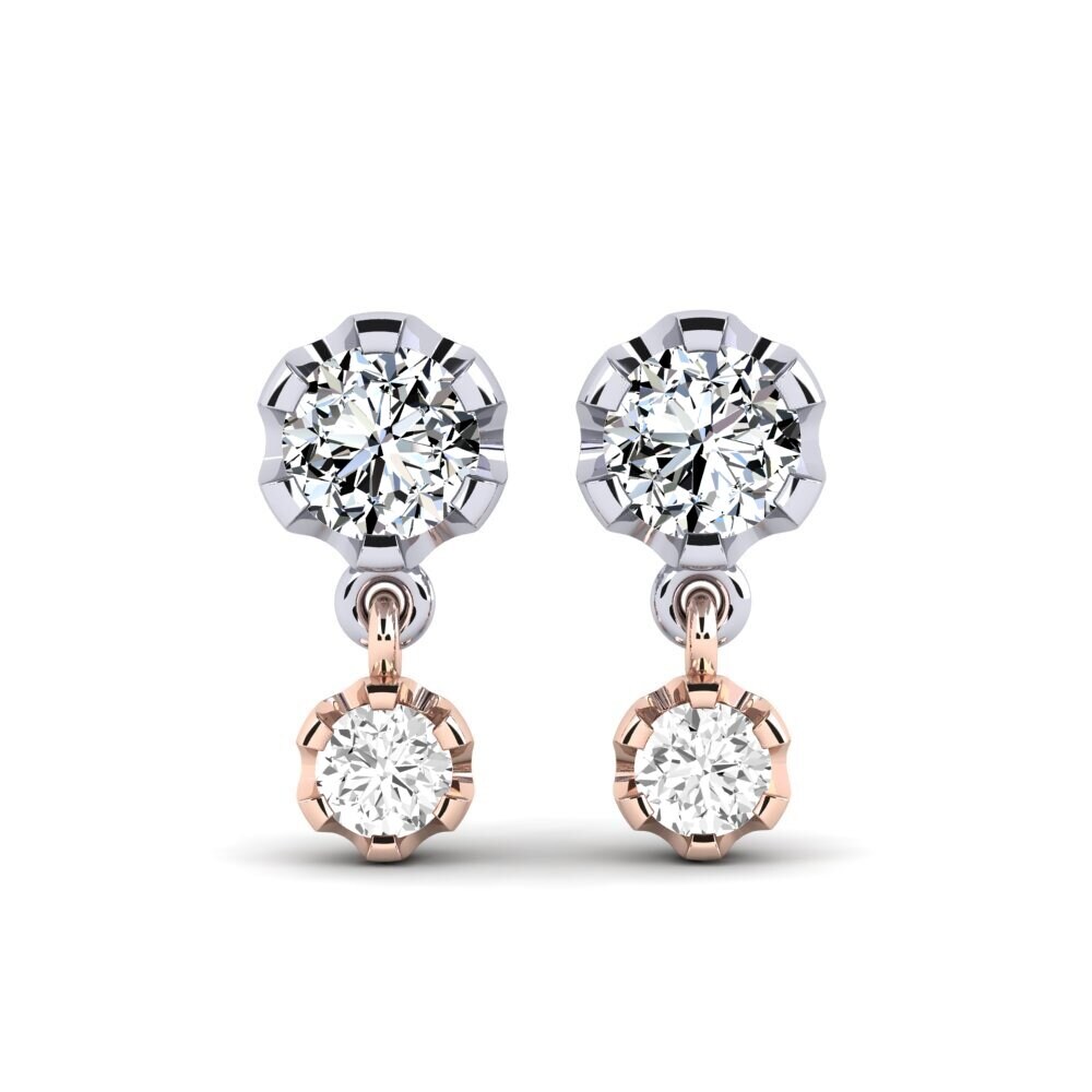 Boucles D'oreilles Pendantes En Plaqué Or Blanc, Décorées D'Opale De Feu Et De Zircon - Neuf Sans Emballage
