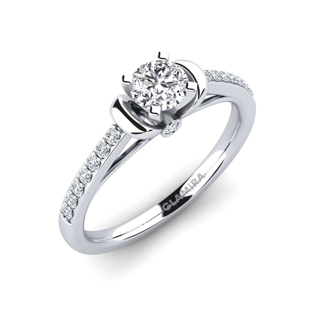 Solitaire Pave Engagement Rings GLAMIRA Berdina 585 White Gold Diamond