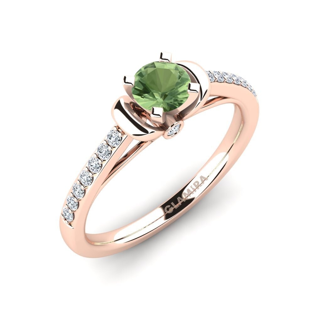 14ct Rose Gold Green Sapphire Engagement Ring Berdina