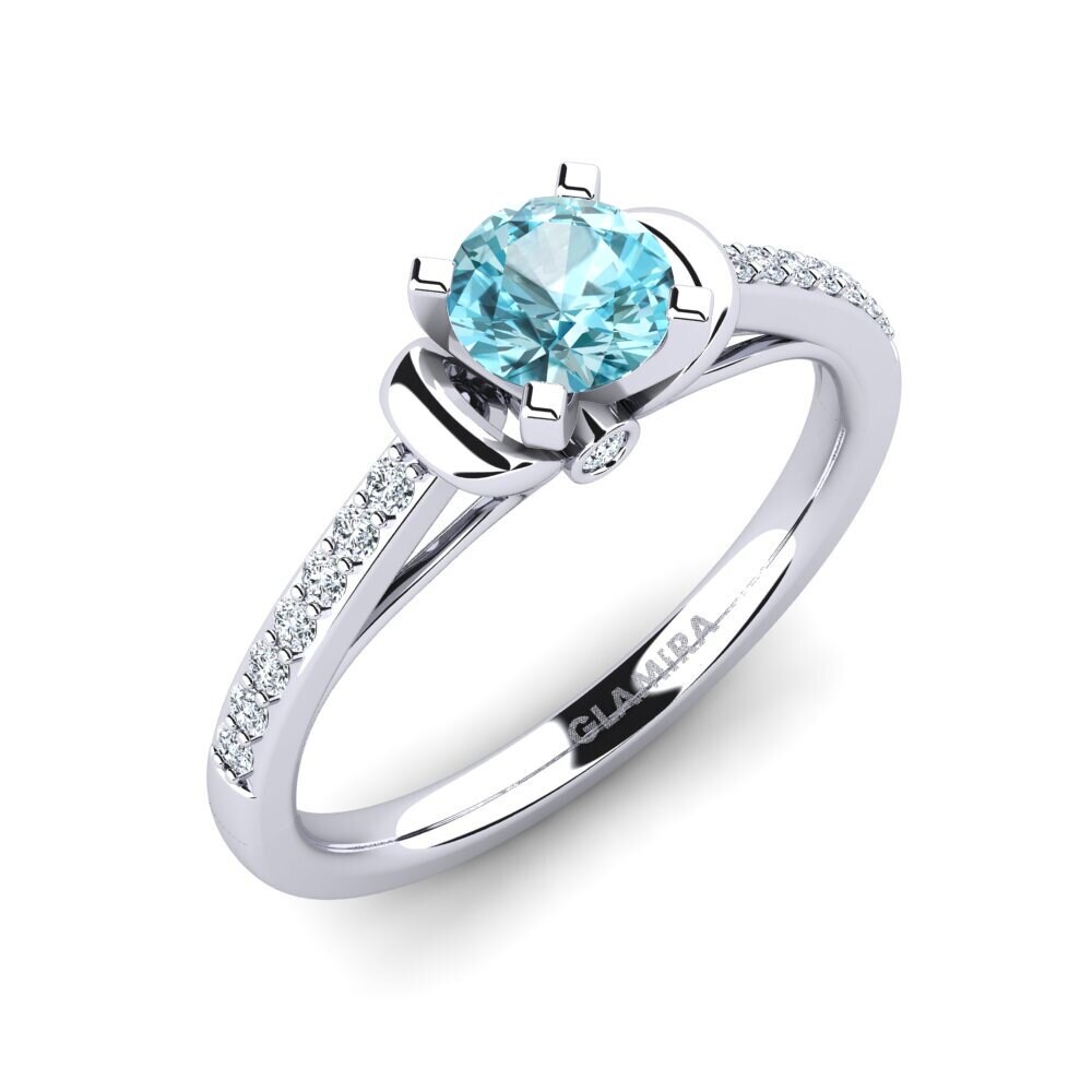 14ct White Gold Blue Zircon Engagement Ring Berdina 0.5 crt