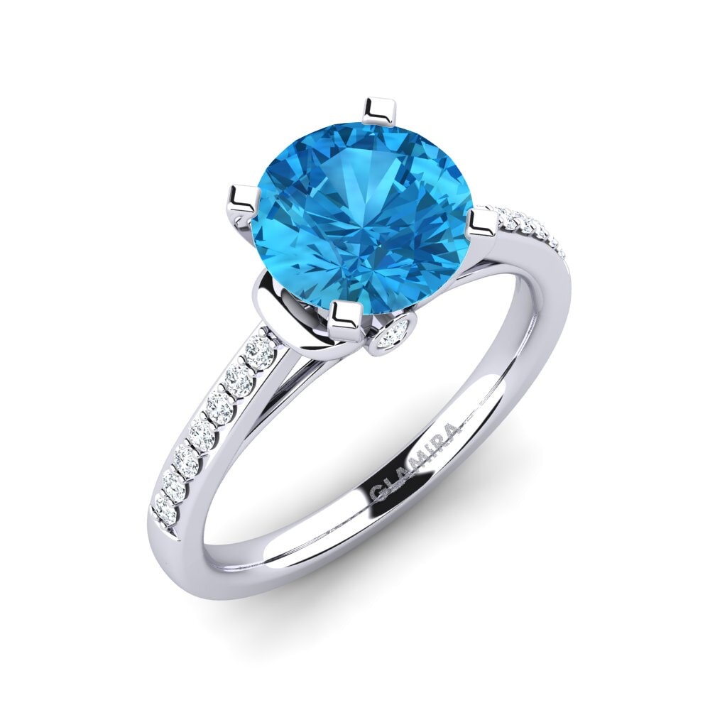 Platino 950 Topacio azul Anillo de compromiso Berdina 2.0 crt