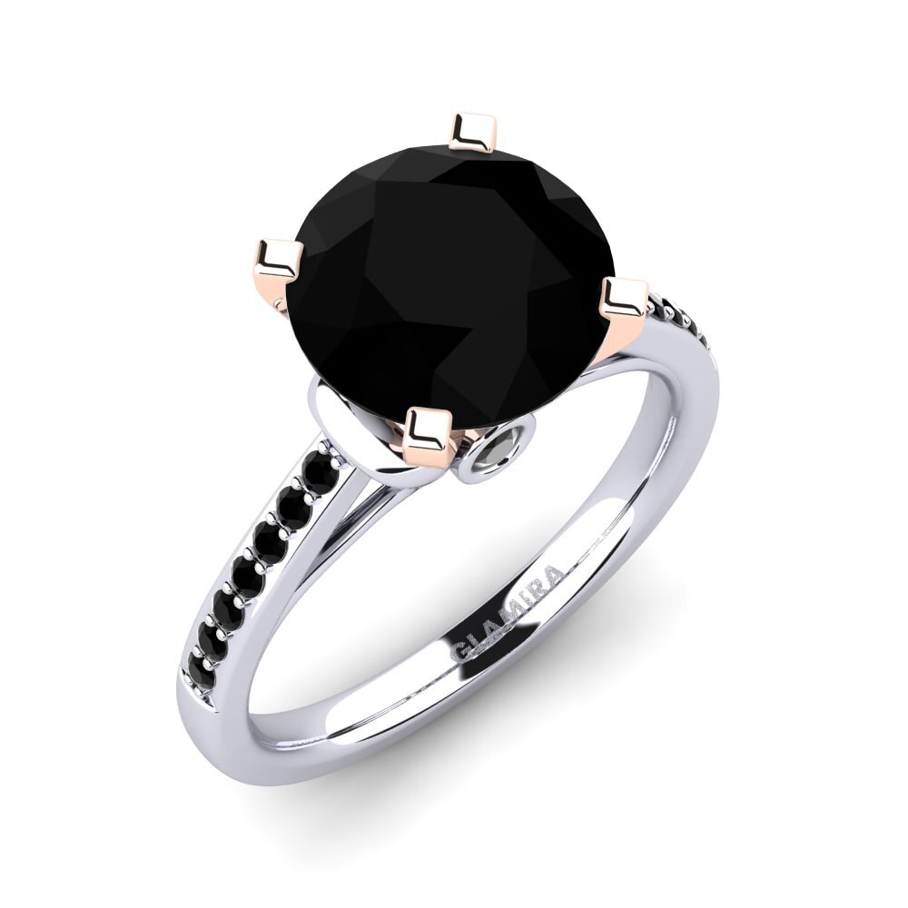 9ct White & Rose Gold Black Onyx Engagement Ring Berdina 3.0 crt