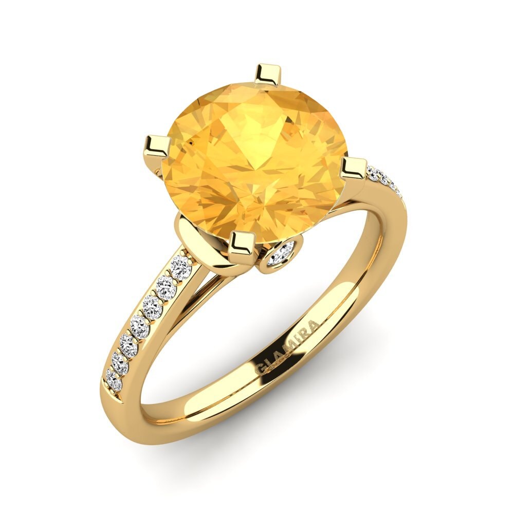 18k Oro Amarillo Citrino Anillo de compromiso Berdina 3.0 crt