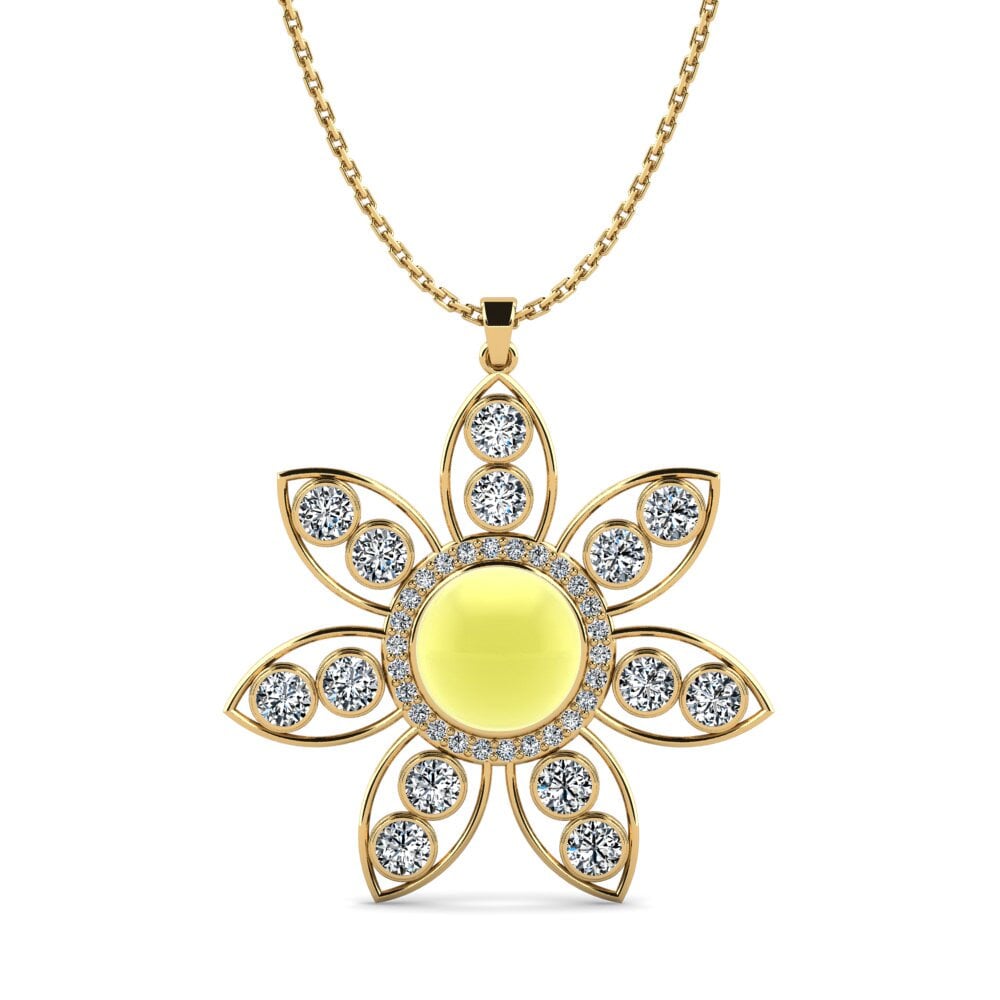 9k Oro Amarillo Topacio Limón Cabujón Colgante de Mujer Bergh