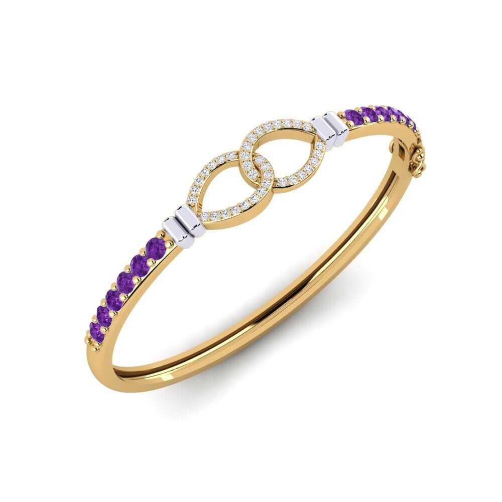 14k Yellow & White Gold Amethyst SYLVIE Bangle Berharga