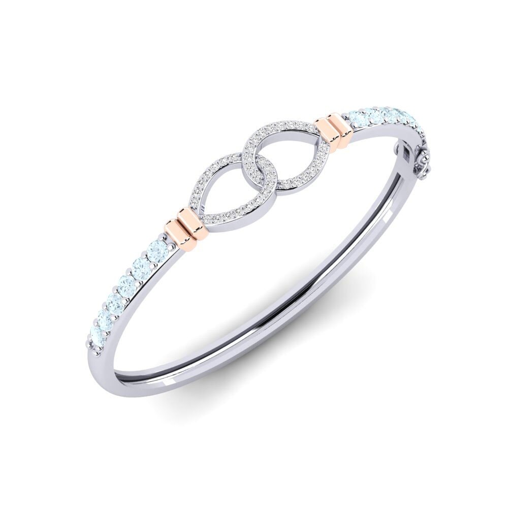 14ct White & Rose Gold Aquamarine SYLVIE Bangle Berharga