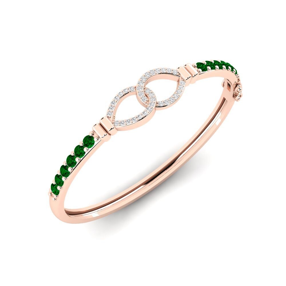 14k Rose Gold Green Zirconia SYLVIE Bangle Berharga