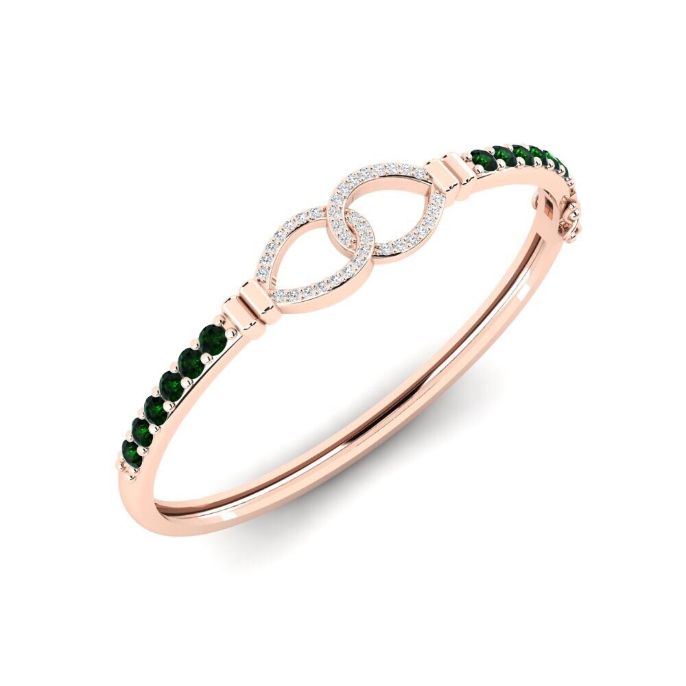 14k Rose Gold Green Tourmaline SYLVIE Bangle Berharga