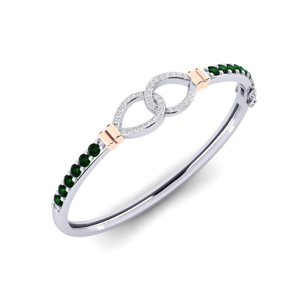 14k White & Rose Gold Green Tourmaline SYLVIE Bangle Berharga