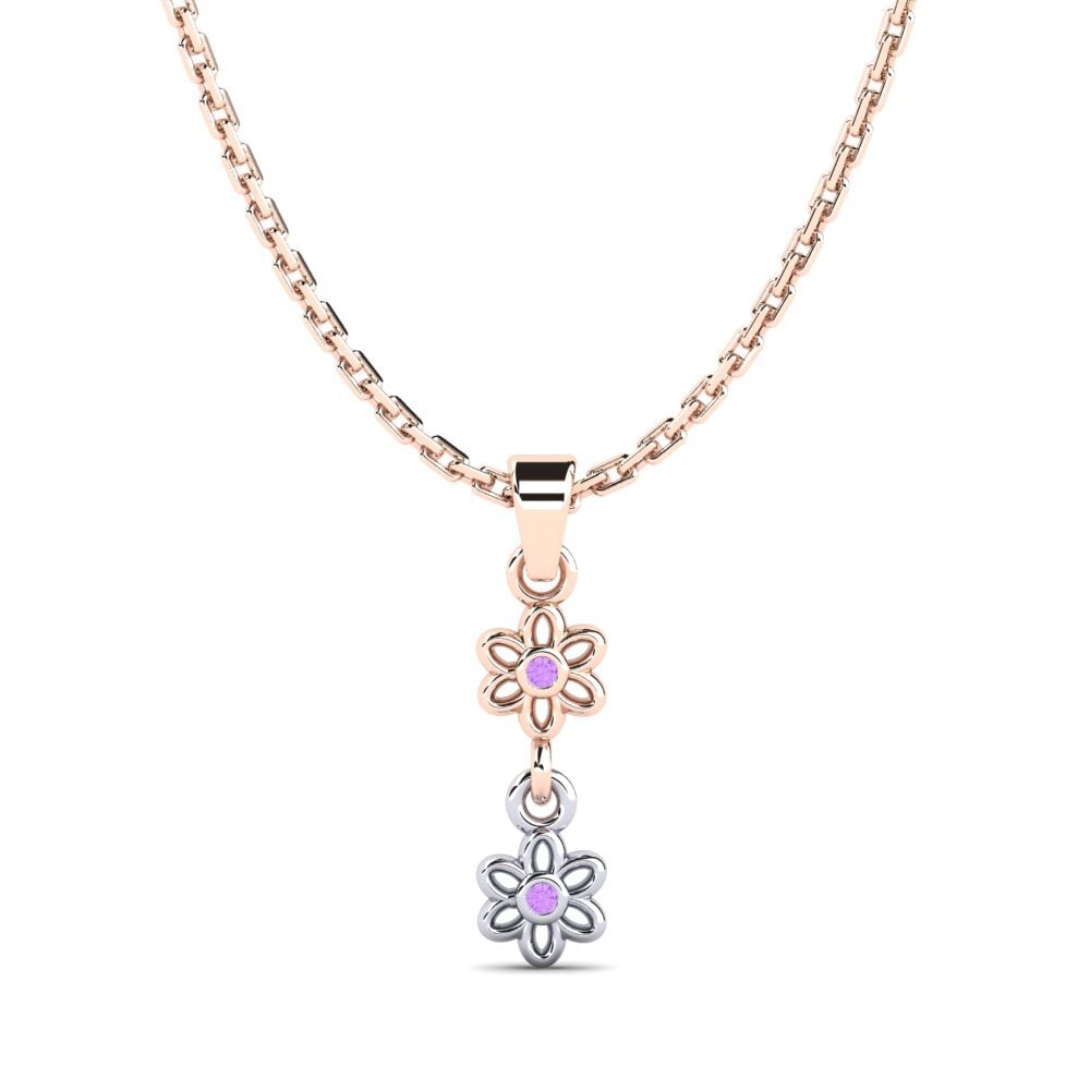 9k Oro Rosa & Blanco Amatista Colgante de Mujer Berhyme