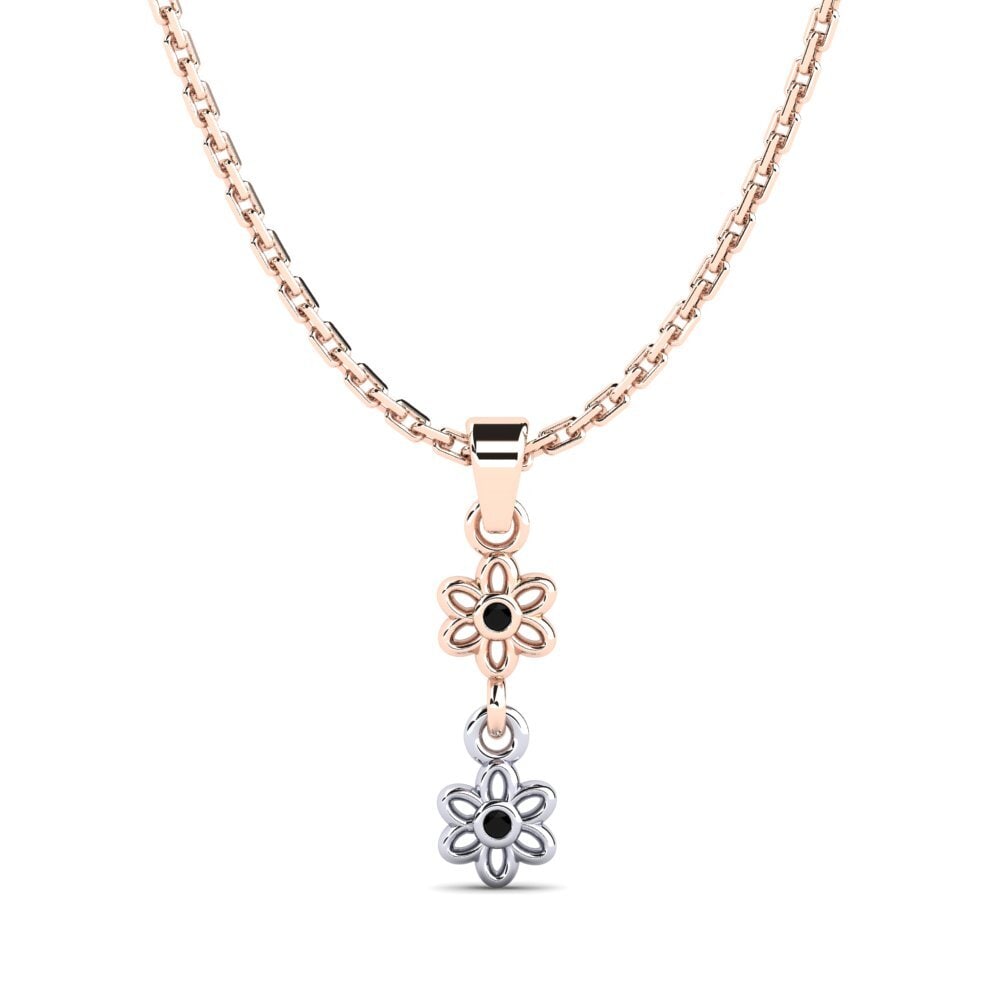 14k Oro Rosa & Blanco Zafiro negro Colgante de Mujer Berhyme