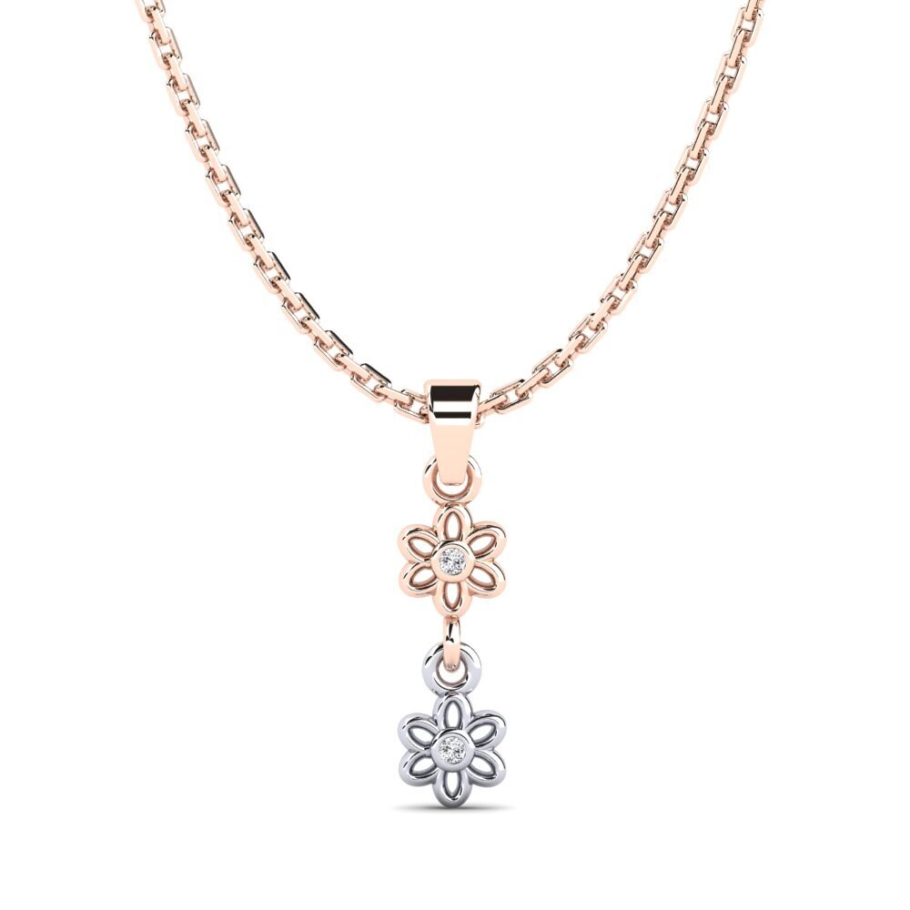 9k Oro Rosa & Blanco Diamante Colgante de Mujer Berhyme