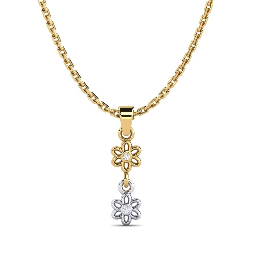 9k Oro Amarillo & Blanco Zafiro blanco Colgante de Mujer Berhyme