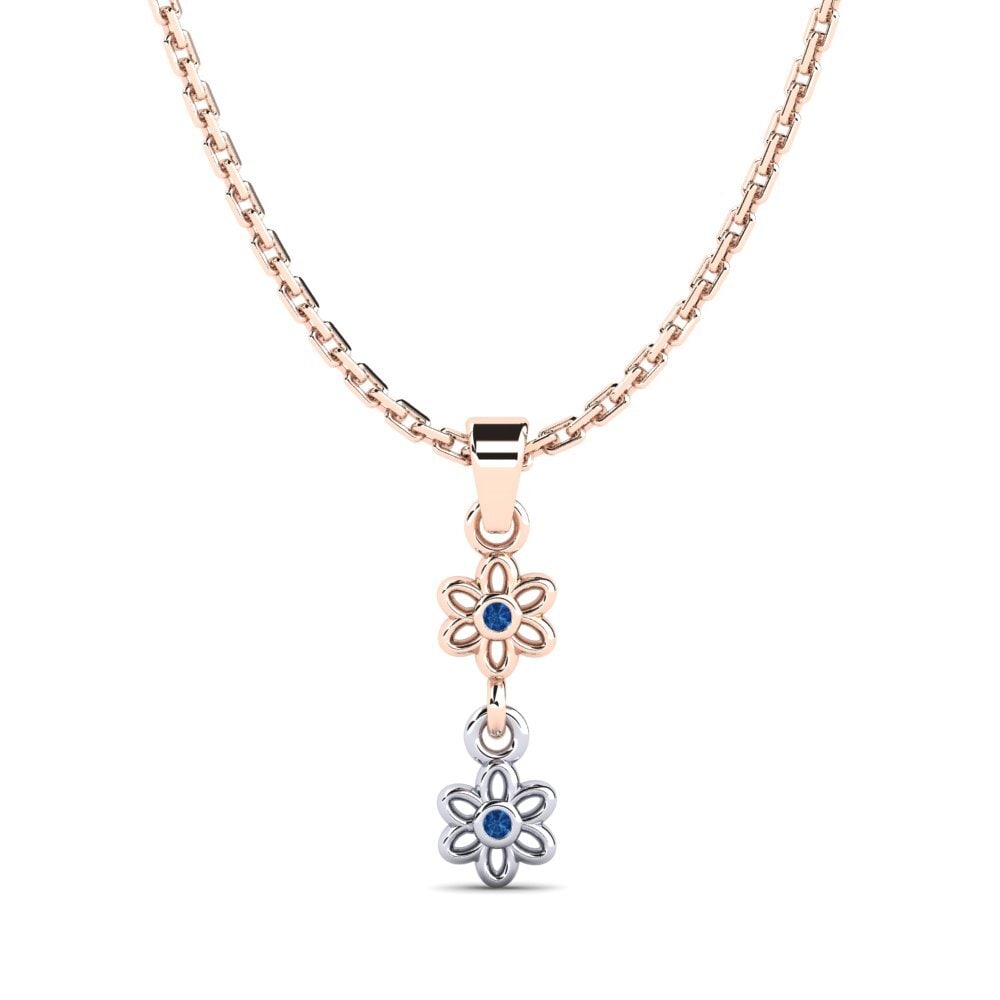 9k Oro Rosa & Blanco Circonita Azul Oscuro Colgante de Mujer Berhyme