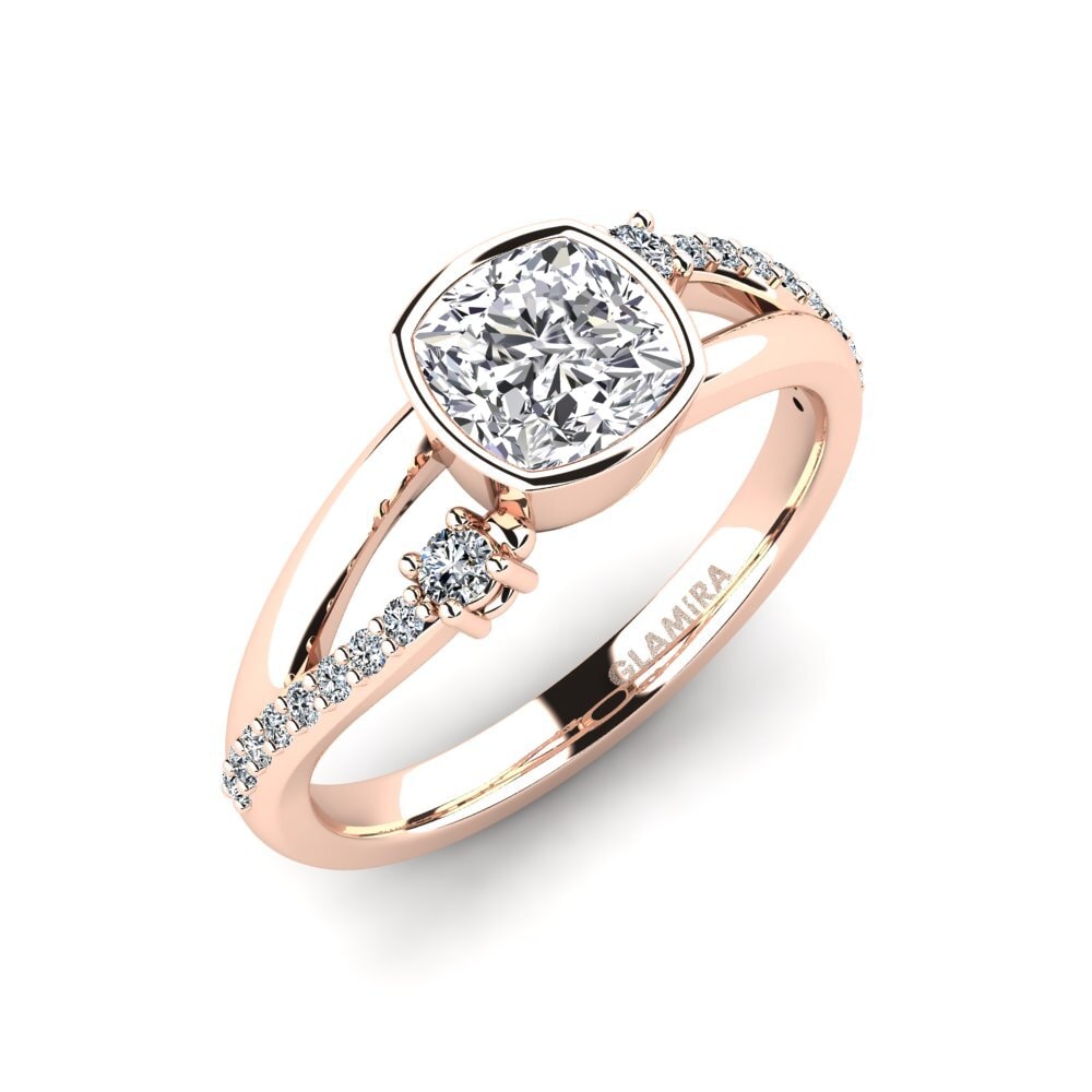 14ct Rose Gold Lab Grown Diamond Engagement Ring Beriyman - Cushion