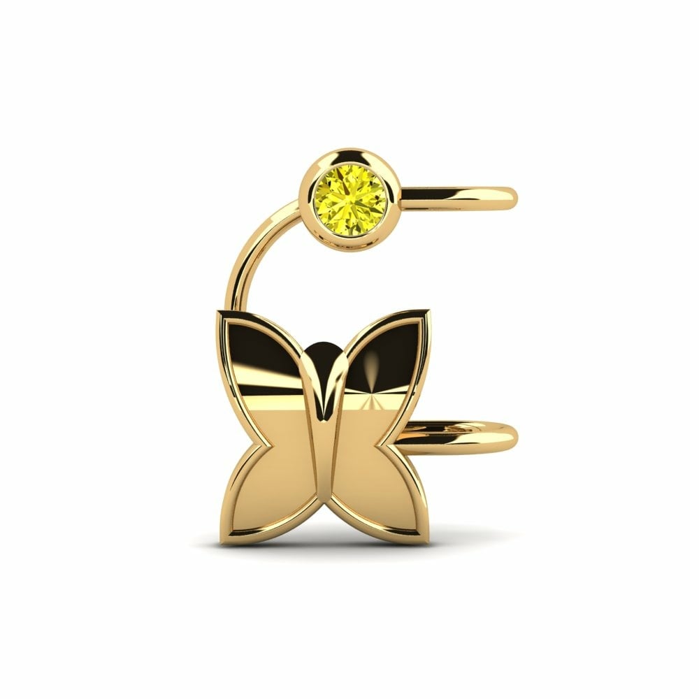 Brazalete de oreja Ear Cuffs Pendientes Berkowitz Oro Amarillo 375 Diamante Amarillo