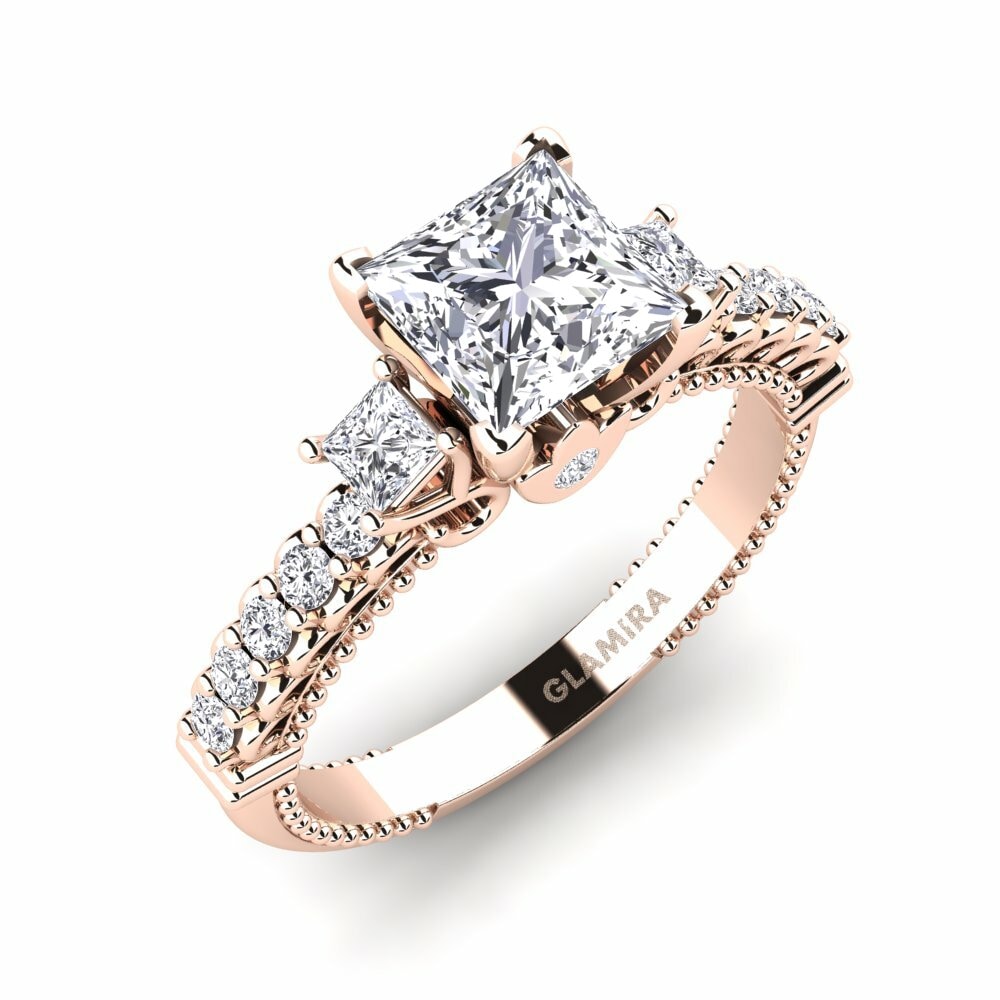 Buy 1.25 Carat Princess cut 18k Rose Gold Diamond Engagement Ring Bernadina online GLAMIRA