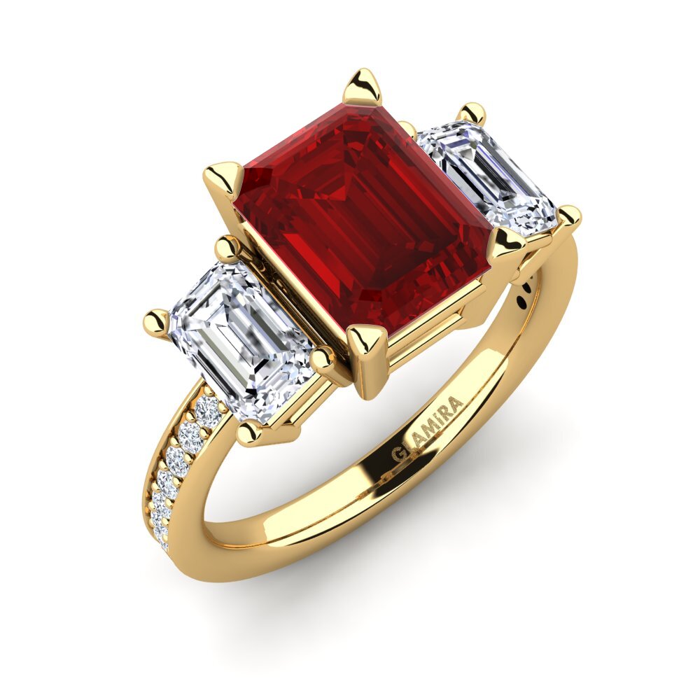 Rubis (créé en laboratoire) Bague de fiançailles Bernie