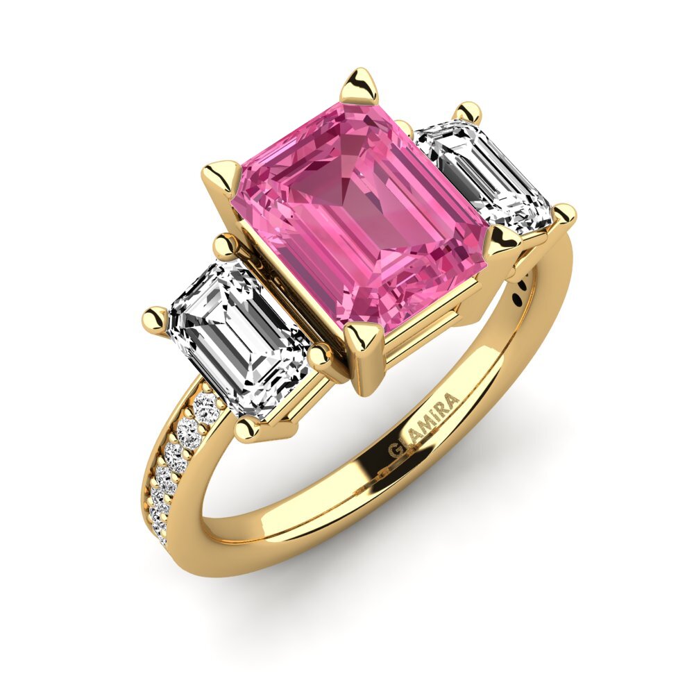 Coupe Émeraude Tourmaline Rose Bague de fiançailles Bernie
