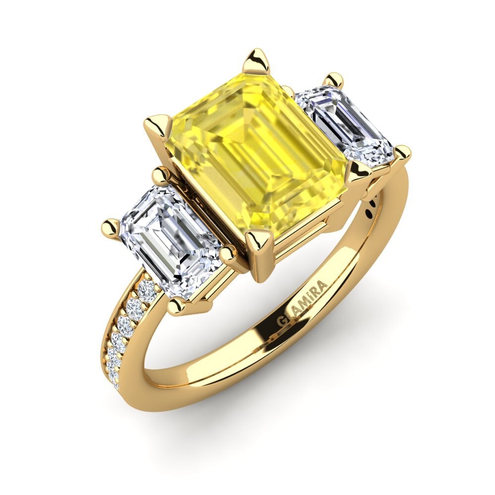 Esmeralda Zafiro amarillo Anillo de compromiso Bernie