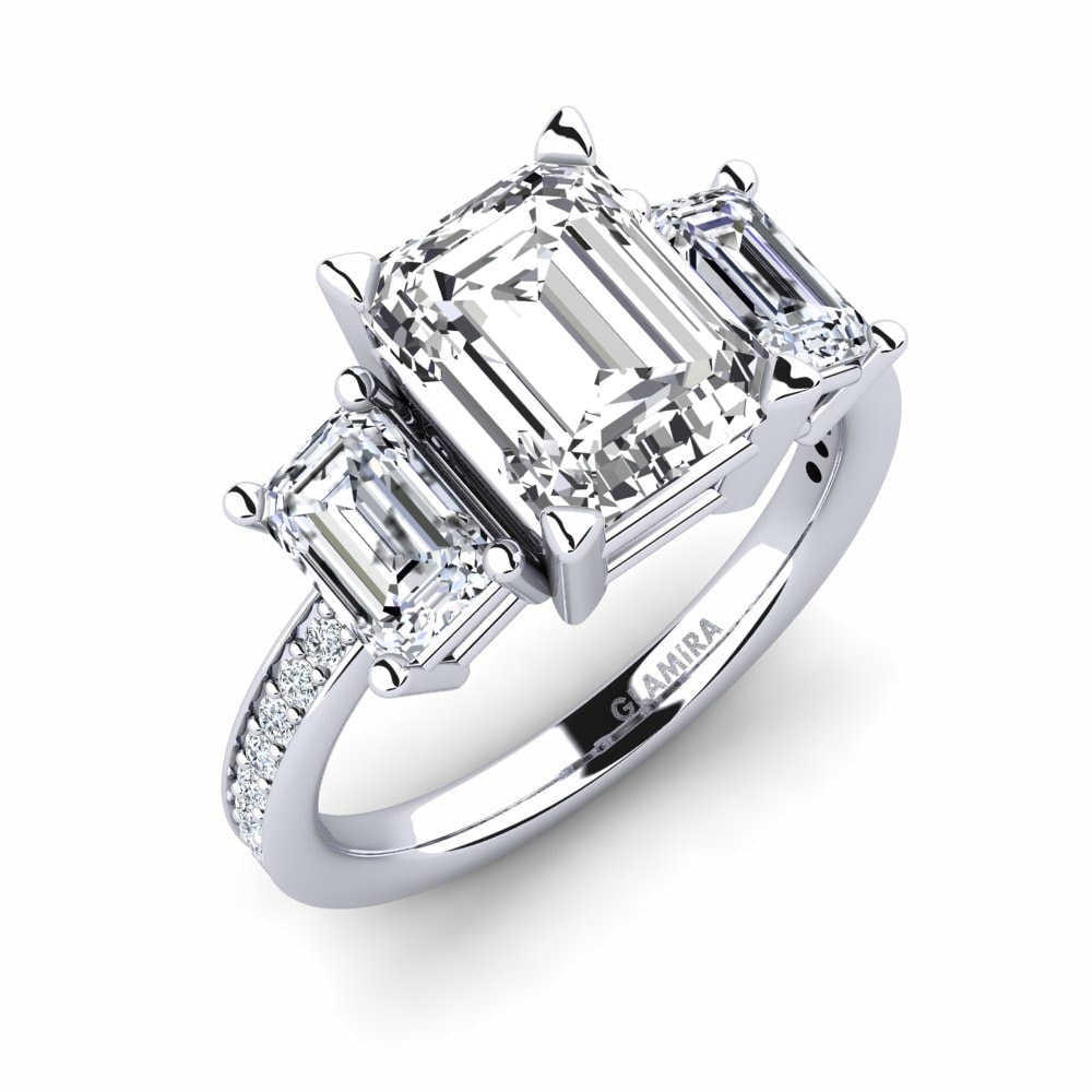 18k Oro blanco Diamante cultivado en laboratorio Anillo Bernie