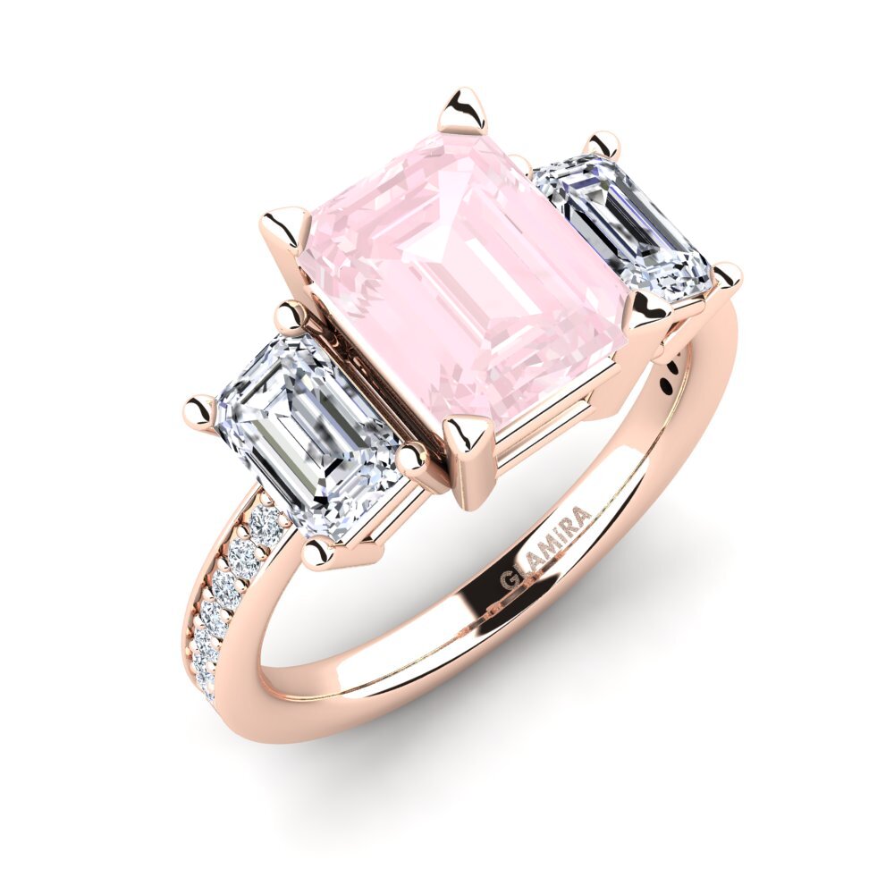 9k Rose Gold Rose Quartz Engagement Ring Bernie