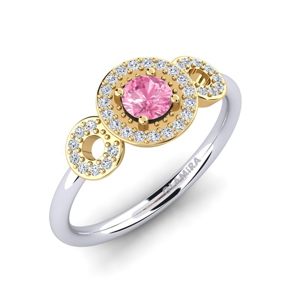 Bague De Fiançailles/mariage Saphir Rose 2,75 Carats En Or Jaune 14k - Taille 7 Ou Ajustable