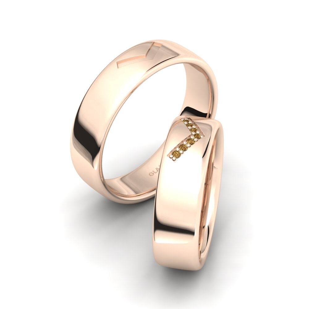 750 Rood Goud Bruine Diamant Ringen Berrila SET